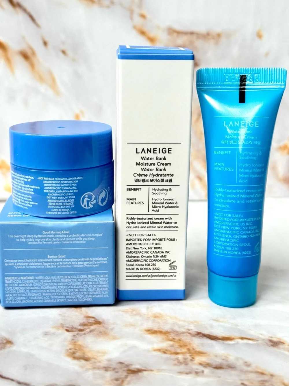 Laneige Water Bank Moisture Cream and Sleeping Mask Moisturizer Travel Set NEW